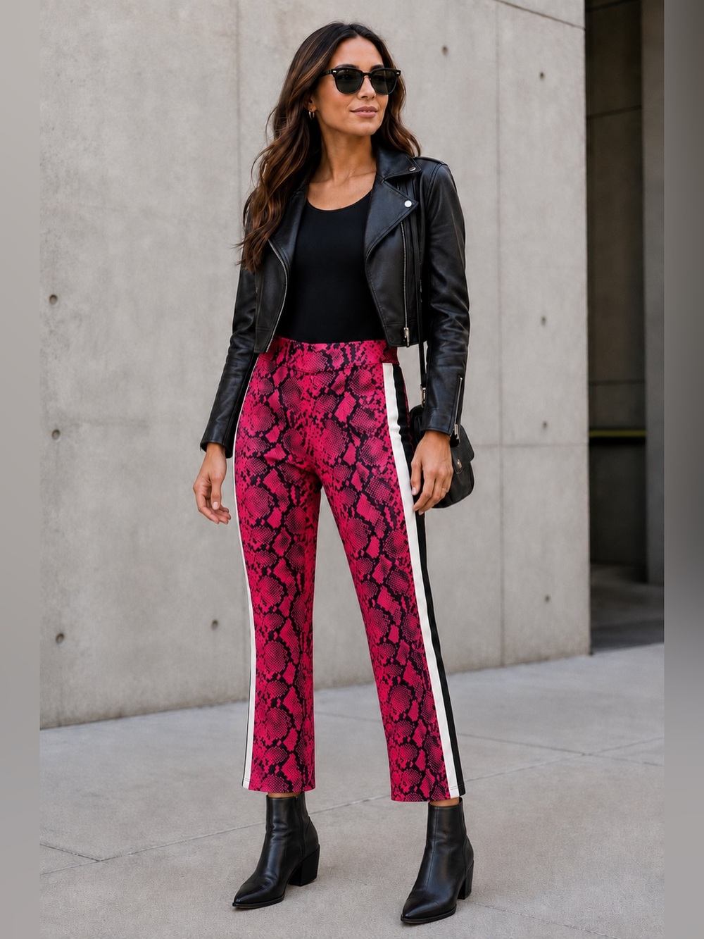 Pam & Gela Pink Snakeskin Side Stripe Pants
Scuba Material Size Small